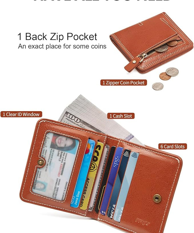 TFKGS Slim Wallet for Women RFID Wallet Women Small Wallets Woman Thin Credit Card Holder RFID womens wallet Blocking Bifold Compact Pocket Ladies Leather Brown Mini Purse