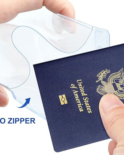 200 Pack Clear Plastic Passport Identification Card Holders, 4x6 Inch Vertical No Zipper Plastic Name Badge ID Card Holders