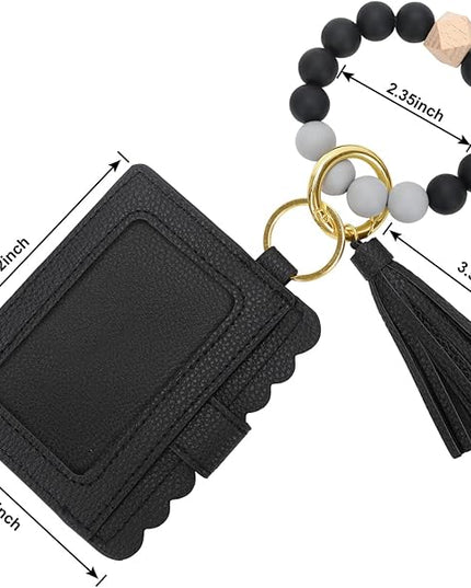Wristlet Keychain for Women Silicone Key Ring Bracelet Wristlet Wallet Bracelet Keychain Card Holder Keyring