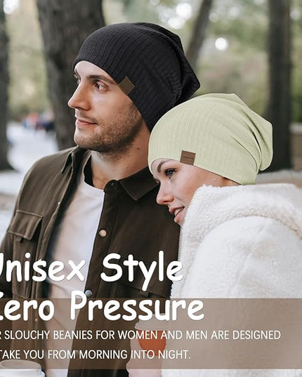 Slouchy Beanie for Men Women Soft Lightweight Running Beanie Hat Chemo Cap Skull Cap