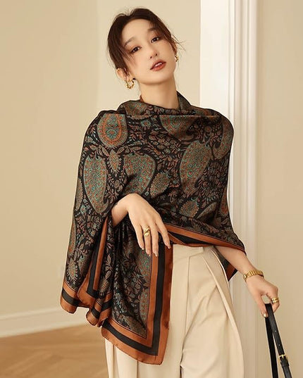 Fashion Scarves Scarf 100% Silk Feeling Scarf Silk Like Scarves Long Lightweight Sunscreen Shawls for Women