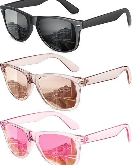 MEETSUN Polarized Sunglasses for Women Men Classic Retro Trendy Driving Sun Glasses UV400 Protection (3 Pack)