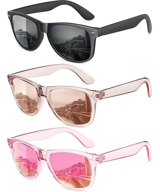 MEETSUN Polarized Sunglasses for Women Men Classic Retro Trendy Driving Sun Glasses UV400 Protection (3 Pack)