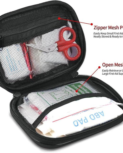 I GO 85 Pieces Hard Shell Mini Compact First Aid Kit, Small Personal Emergency Survival Kit for Travel Hiking Camping Backpacking Hunting Marine Car