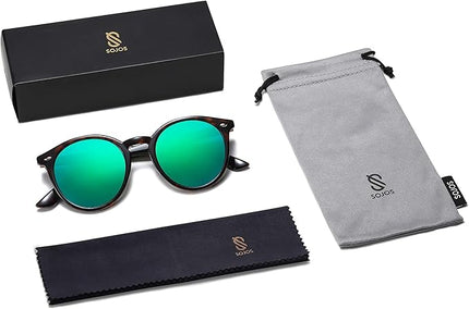 SOJOS Retro Round Polarized Sunglasses for Women Men Classic Vintage Sunnies SJ2069