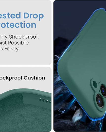 FireNova Designed for iPhone 16 Case, Silicone Upgraded [Camera Protection] Phone Case with [2 Screen Protectors], Soft Anti-Scratch Microfiber Lining Inside, 6.1 inch, Midnight Green