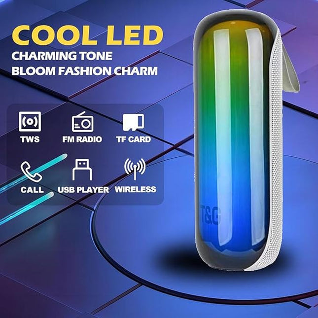 T&G Bluetooth Shower Speaker, Portable Wireless Speaker with Deep Bass & Cool Lights, IPX4 Waterproof, TWS Pairing, Perfect Stocking Stuffer for Men, Women, Teens, Boys & Girls
