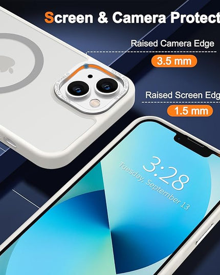 Hython Case for iPhone 13 Case Magnetic Translucent Matte Phone Cases 6.1" [Compatible with MagSafe] Thin Slim Fit Shockproof Bumper Hard Protective Cover for Women Men Girls, Frosted Cream White