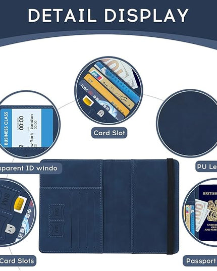 Passport Cover - RFID-Blocking Travel Wallet - Navy - Unisex Adults