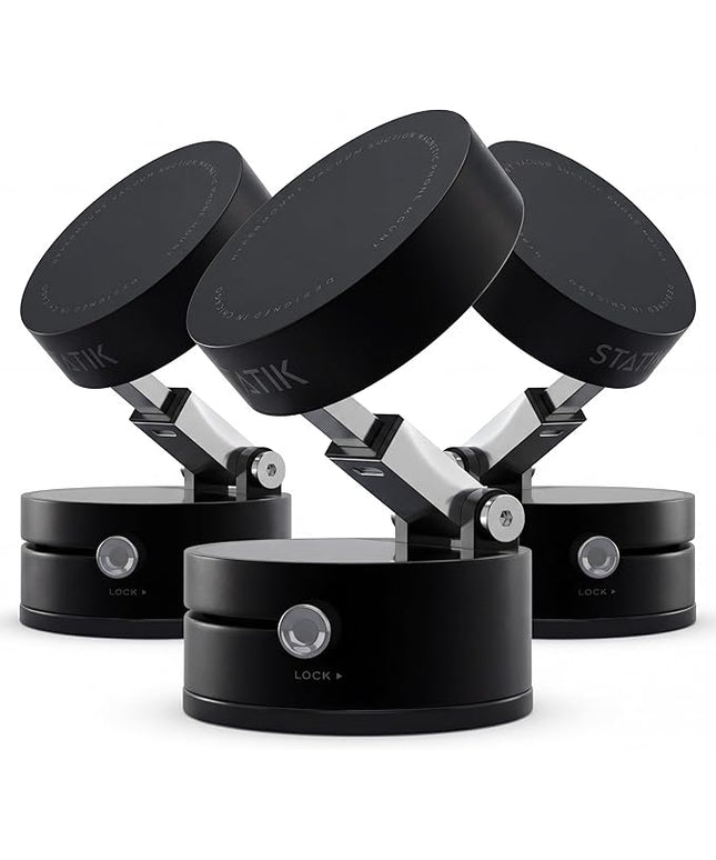Statik HyperMount®(Gen 2) Vacuum Phone Mount Magnetic Phone Holder, Vacuum Seal Car Phone Mount, Use on Any Surface, Compatible with Apple MagSafe, Magnetic Rings Included for Android Devices, 3 Pack
