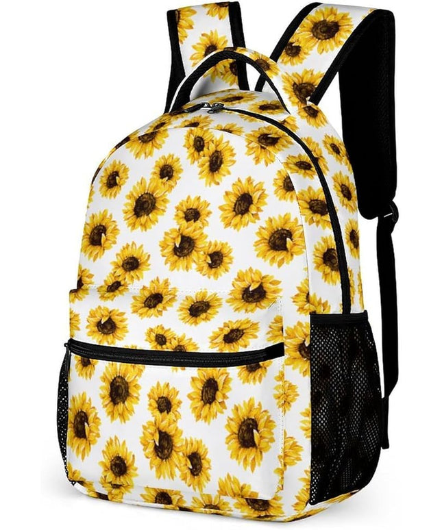 Fashion White Sunflower Backpack Lightweight Large Capacity Laptop Daybag for Travel Work