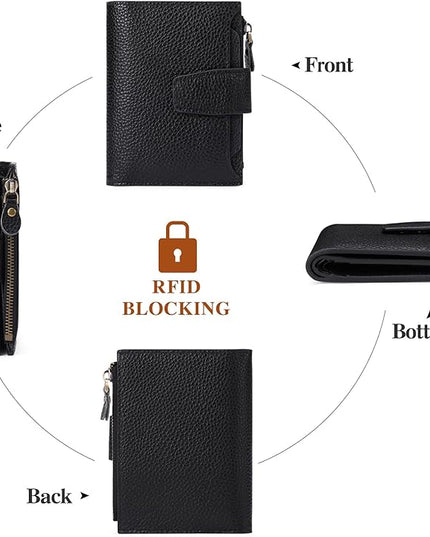 FALAN MULE Small Wallet for Women Leather Bifold Compact RFID Blocking Small Womens Wallet Purse | Compact Size, RFID Blocking, Includes Coin Pouch, Card Holders, 14 Slots