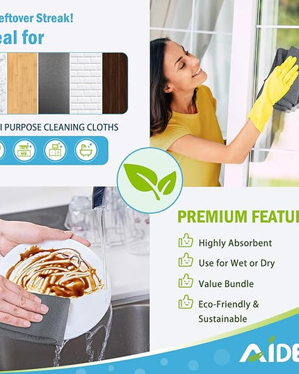 AIDEA Microfiber Cleaning Cloth Grey 50PK, Microfiber Towels for Cars, Premium Car Cloths, Dusting Cloth Lint Free Cleaning Rags for SUVs, House, Kitchen, Window, Workshops,11.5×11.5"