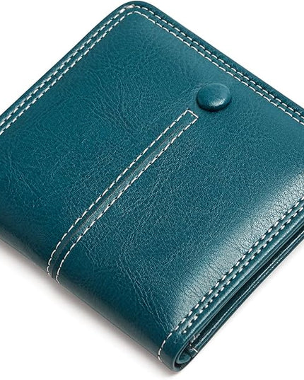 TFKGS Slim Wallet for Women RFID Wallet Women Small Wallets Woman Thin Credit Card Holder RFID Blocking Bifold Compact Pocket Ladies Leather Peacock Blue Mini Purse