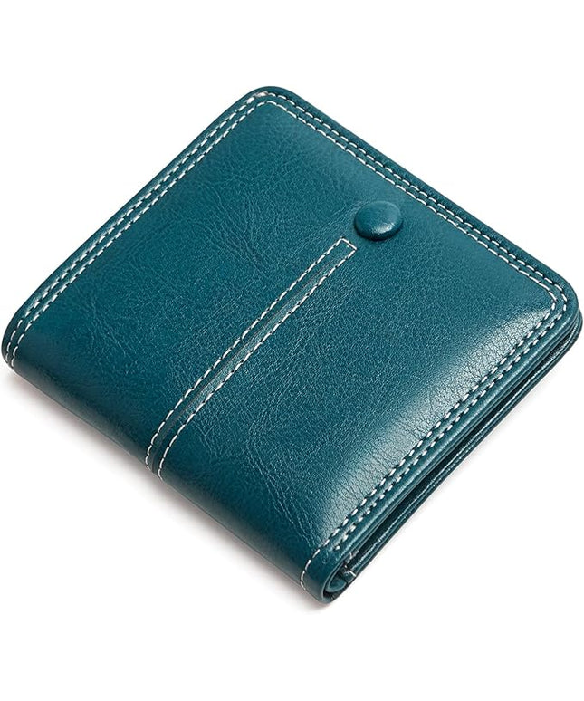 TFKGS Slim Wallet for Women RFID Wallet Women Small Wallets Woman Thin Credit Card Holder RFID Blocking Bifold Compact Pocket Ladies Leather Peacock Blue Mini Purse