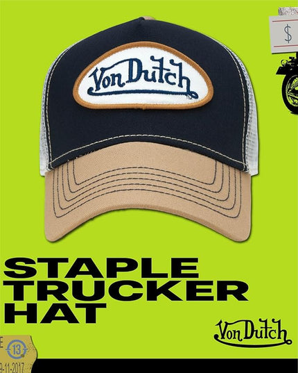 Von Dutch Unisex Trucker Hat - Curved Bill Mesh Back Retro Classic Adjustable Snapback Baseball Cap for Men and Women