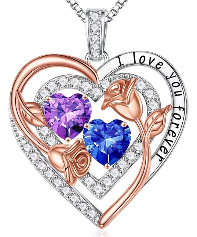 Iefil Christmas Gifts for Women - Sterling Silver Birthstone Necklace Anniversary Birthday Gifts for Her Wife Mom Daughter