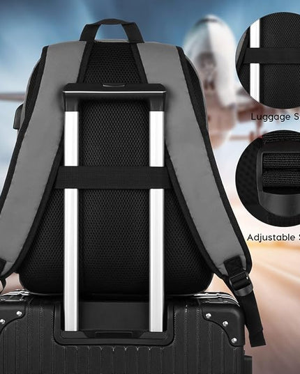 School Backpack,Unisex Classic Bookbag Teens Schoolbag with USB Port for High School College Office Work Travel