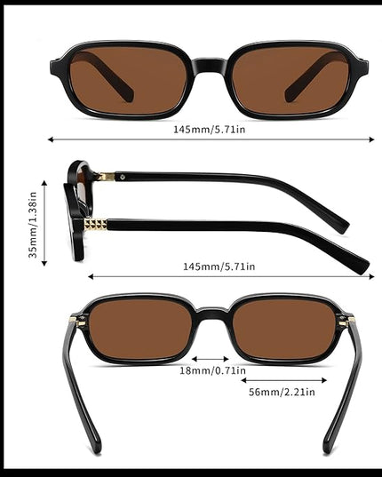 Retro Rectangle Sunglasses for Women Men Trendy Vintage Small Square Sun Glasses 90s Fashion Cute Sunnies CL010