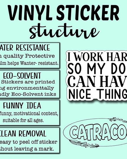 (3Pcs) I Work Hard So My Dog Can Have Nice Things Sticker Funny Motivational Sayings Decals Decorate Books Laptop Phone Water Bottles Kindles Tumbler Waterproof Vinyl Stickers 3 x 2,1" Inch