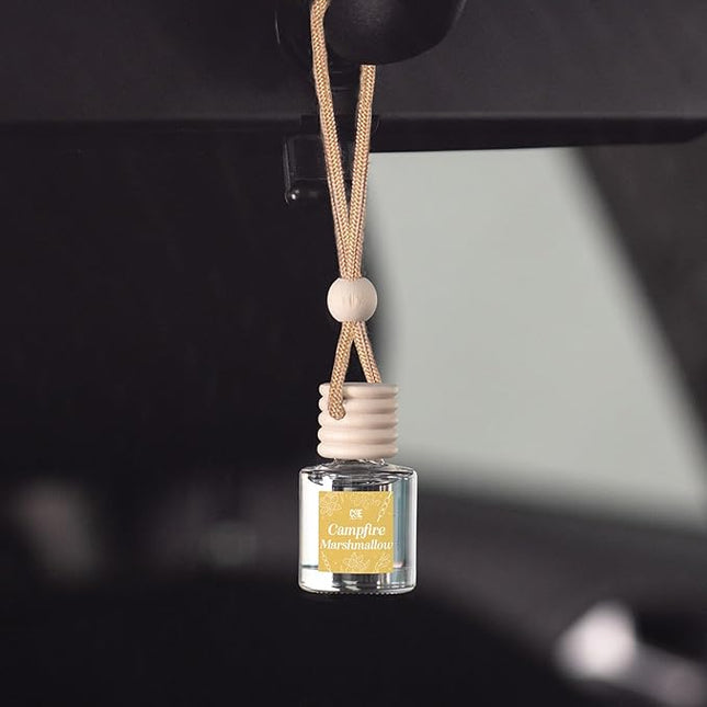C&E Craft Co Hanging Car Air Freshener Diffuser 2 Pack, Long Lasting Fragrance Oil Car Freshener, Glass Bottle Auto Air Freshener, Made in USA (Campfire Marshmallow)