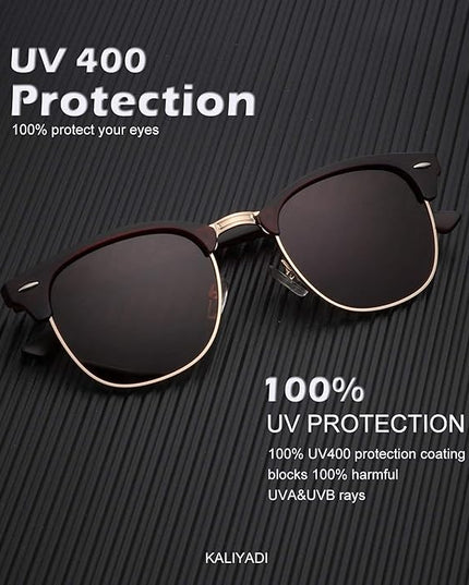 KALIYADI Polarized Sunglasses for Men and Women Semi-Rimless Frame Driving Sun glasses UV Blocking