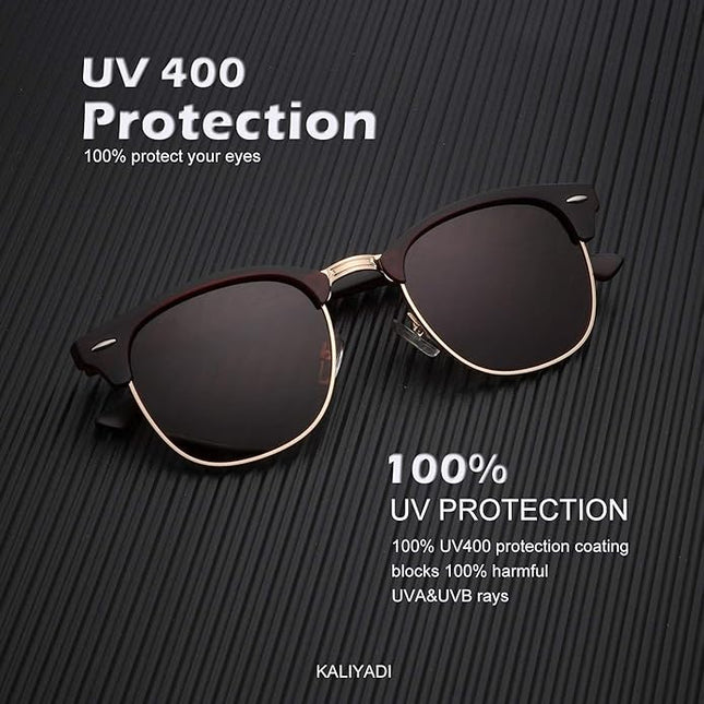 KALIYADI Polarized Sunglasses for Men and Women Semi-Rimless Frame Driving Sun glasses UV Blocking