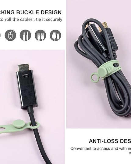 OneLeaf 30Pcs Cord Organizer, Silicone Cable Ties Reusable, Cord Ties for Electronics, Multipurpose Elastic Wire Ties, Travel Essentials for Cable Organizer, Wire Organizers for Fastening Cords