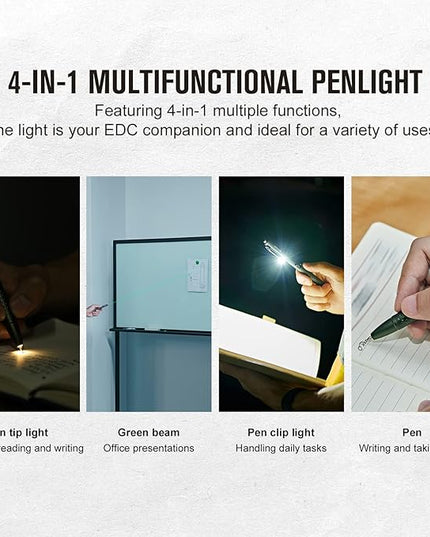 OLIGHT O'Pen Glow EDC Pen Light, 120 Lumens with Green Beam, Rechargeable LED Flashlight for Outdoor Uses, Writing, Adventure, Professional Business Gift(OD Green)