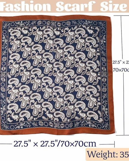 kcctoo 27.5" Mulberry Silk Feeling Head Scarf Women's Fashion Square Neck Satin Scarfs for Bag Hair Scarves Gift