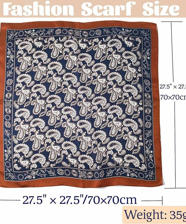 kcctoo 27.5" Mulberry Silk Feeling Head Scarf Women's Fashion Square Neck Satin Scarfs for Bag Hair Scarves Gift