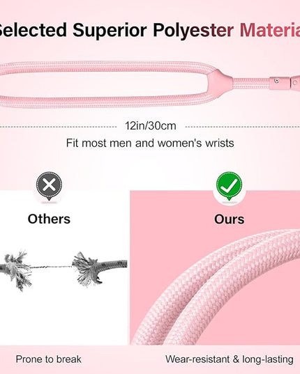 Dadanism Phone Wrist Strap, Universal Adjustable Hand Wrist Strap Lanyard for iPhone 17 and Most Smartphones, Multifunctional Patch Lanyard with Phone Tether Tab for Women and Men, Pink
