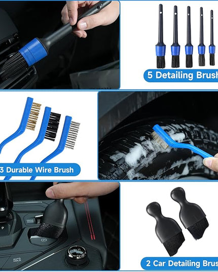 36Pcs Car Detailing Kit, Car Detailing Brush Set, Car Cleaning Kit, Auto Detailing Tools for Interior Exterior Wheels, Professional Car Wash Accessories with Windshield Cleaning Tool and Storage Box