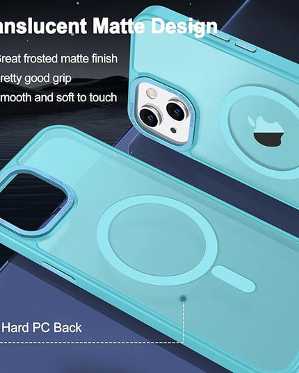 Hython Case for iPhone 15 Plus Case Magnetic Translucent Matte Phone Cases 6.7" [Compatible with MagSafe] Thin Slim Fit Shockproof Bumper Hard Protective Cover for Women Men Girls, Frosted Lake Blue