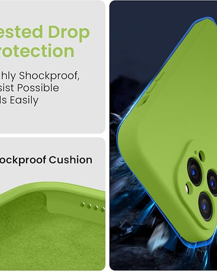 FireNova Designed for iPhone 13 Pro Case, Silicone Upgraded [Camera Protection] Phone Case with [2 Screen Protectors], Soft Anti-Scratch Microfiber Lining Inside, 6.1 inch, Sprout Green