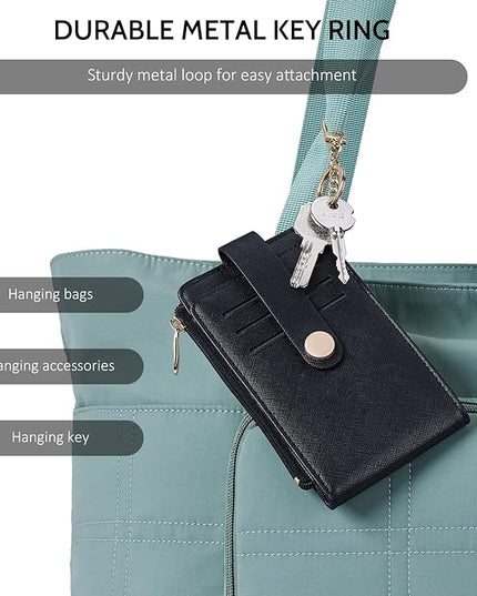 POIUGOYA Slim Wallet for Women,RFID Blocking Bifold Credit Card Holder with Zipper Coin Pocket,ID Window,Keychain