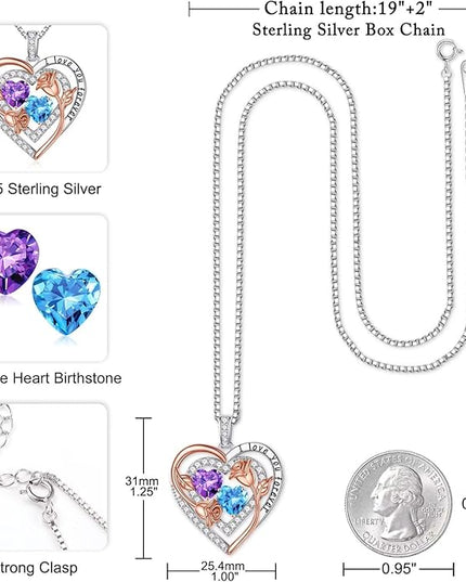 Iefil Christmas Gifts for Women - Sterling Silver Birthstone Necklace Anniversary Birthday Gifts for Her Wife Mom Daughter