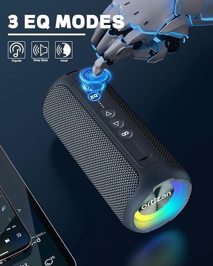 Ortizan Bluetooth Speakers, Portable Wireless Stereo Speaker - IPX7 Waterproof, 30W RMS(40W Peak) Loud Sound, Deep Bass, LED Light, Bluetooth 5.3, for Home/Shower/Outdoor/Beach, Gifts for Adult, Navy