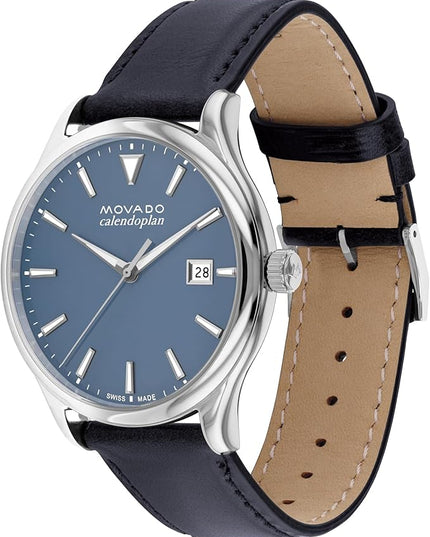 Movado Heritage Series Calendoplan Men's Watch - Swiss Quartz Movement, Leather Strap - 3 ATM Water Resistance - Classic, Luxury Fashion Timepiece for Him - 40mm