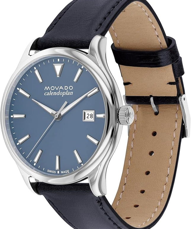 Movado Heritage Series Calendoplan Men's Watch - Swiss Quartz Movement, Leather Strap - 3 ATM Water Resistance - Classic, Luxury Fashion Timepiece for Him - 40mm