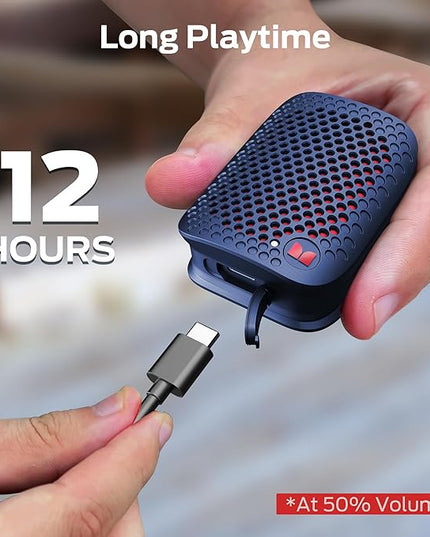 Monster Blaster Micro Wearable Bluetooth Speaker, Clip-On Wireless Small Portable Speaker with Built-in Mic (Non-Magnetic), IPX7 Waterproof, TWS, Hands-Free Music/Calls for Work/Cycling/Running, Blue