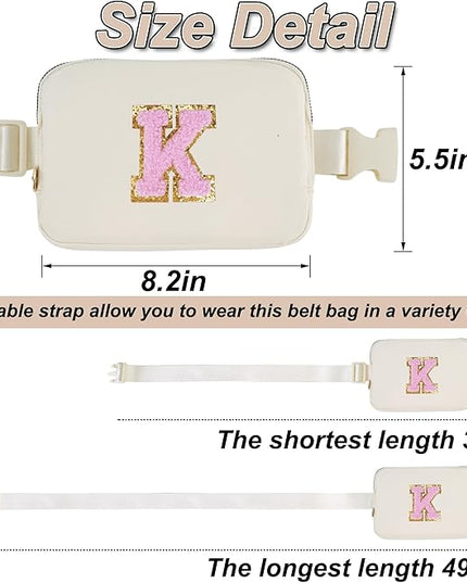 Uygafly Valentines Day Gifts for Teenage Girls,Teen Girls Initial Fanny Pack | Travel Monogrammed Crossbody Bag | 6 7 8 9 10 11 12 13 14 15 16 Years Old Girl Trendy Stuff | Cream,K