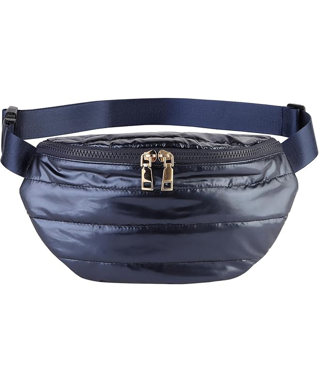 Fanny Packs for Women Fashion Waist Packs Quilted Puffer Belt Bag Puffy Crossbody Bags Sling Purse for Women Travel Running