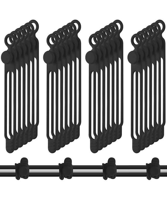 Nuanchu 40 Pcs Silicone Cable Ties Reusable Holder Adjustable Straps Multipurpose Charging Cable Organizer for Fastening Charging Cords Wires(4.17 Inch,Black)