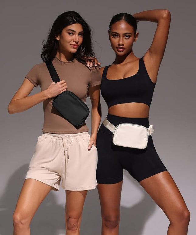YOSHUYUKI Fanny Pack Crossbody Bag Trendy Waterproof Small Sling Cross Body Purse for Women Men Fashion Waist Packs Mini Belt Pouch Chest Bum Hip Bag Lulu Dupes for Travel Vacation Running Black