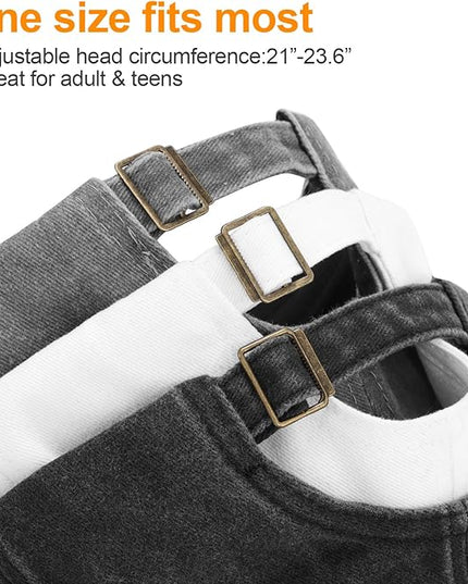 MEINICY 3 Packs Washed-Cotton Plain Baseball Cap, Vintage Adjustable Dad Hats Gift for Men/Women,Unstructured
