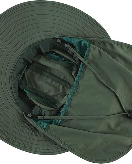 Home Prefer UPF 50+ Mens Wide Brim Fishing Hat with Neck Flap Sun Hat for Men Women Sun Protection Cap