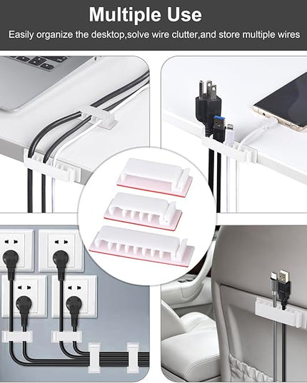 Cable Management Clips, 20Pcs Cable Organizers Wire Clips Cord Holder for TV PC Ethernet Cable Desk Home Office (White)