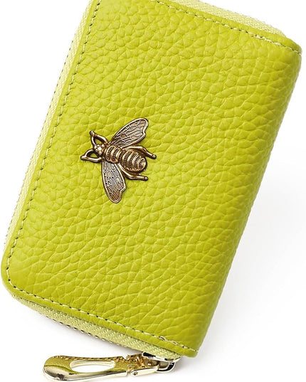 imeetu RFID Credit Card Holder, Small Leather Zipper Card Case Wallet for Women