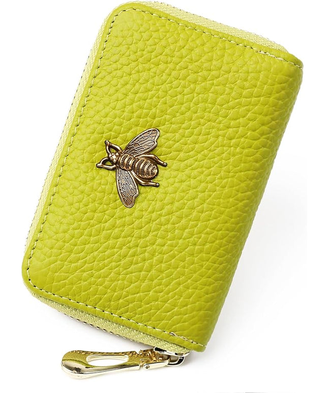 imeetu RFID Credit Card Holder, Small Leather Zipper Card Case Wallet for Women
